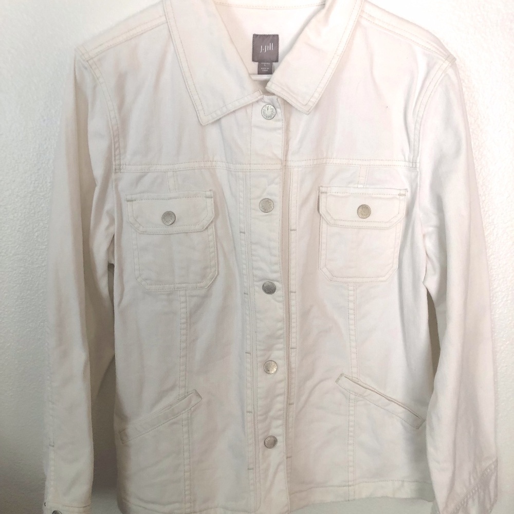 J Jill White Denim Jacket Like New Size Large